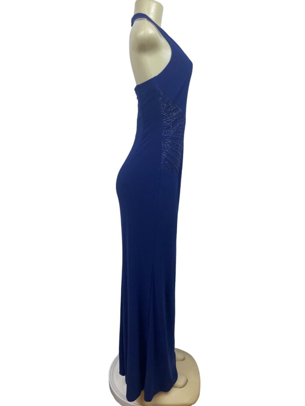 Laundry By Shelli Segal Womens Blue Polyester Spandex Halter Maxi Dress Size 4 - Picture 3 of 12